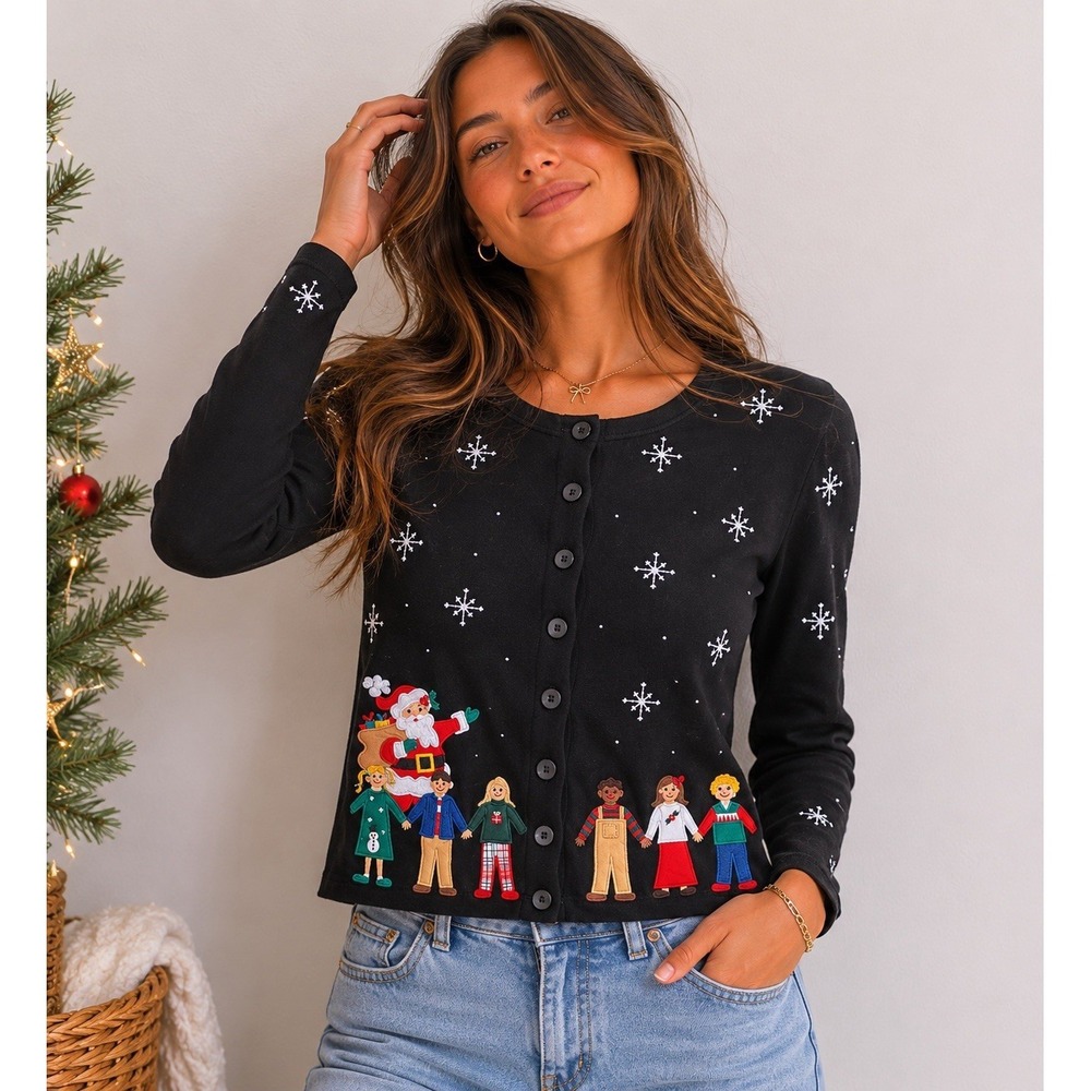 Bechamel Christmas Cardigan Petit Small Children Around the World Santa #ST14-1